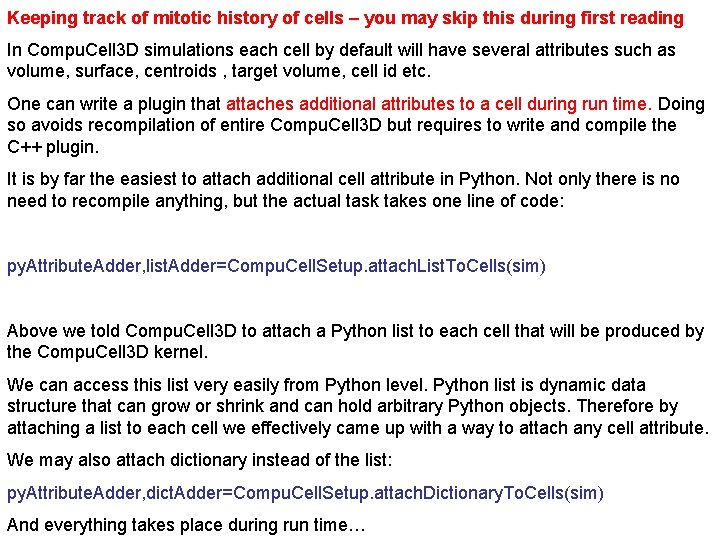 Keeping track of mitotic history of cells – you may skip this during first