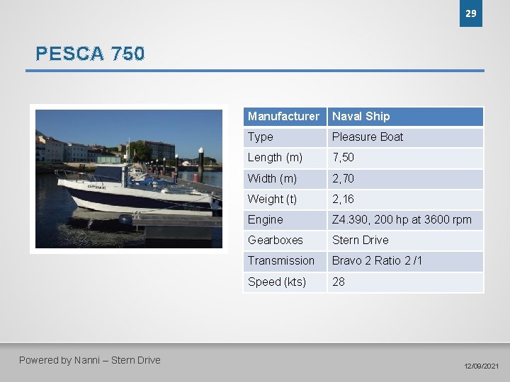 29 PESCA 750 Powered by Nanni – Stern Drive Manufacturer Naval Ship Type Pleasure