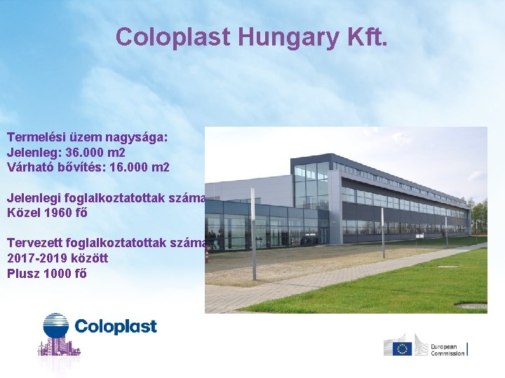 Coloplast Hungary Kft. Termelési üzem nagysága: Jelenleg: 36. 000 m 2 Várható bővítés: 16.