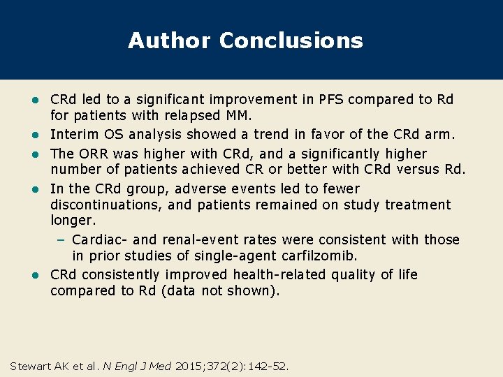 Author Conclusions l l l CRd led to a significant improvement in PFS compared