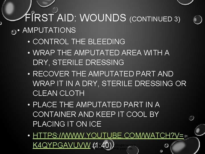 FIRST AID: WOUNDS (CONTINUED 3) • AMPUTATIONS • CONTROL THE BLEEDING • WRAP THE