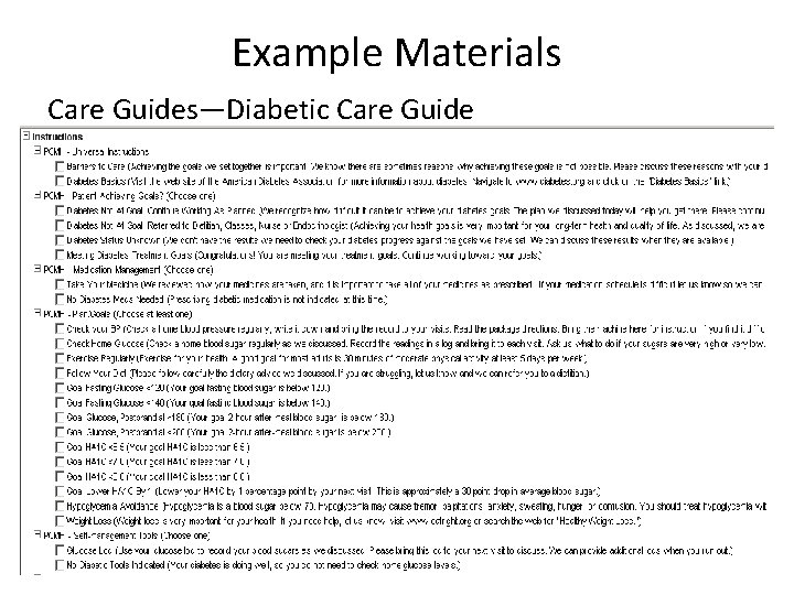 Example Materials Care Guides—Diabetic Care Guide 