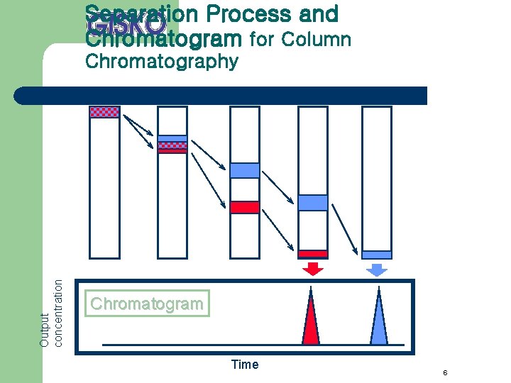 Separation Process and Chromatogram for Column Output concentration Chromatography Chromatogram Time 6 