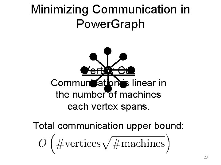 Minimizing Communication in Power. Graph Y Cut Vertex Communication is linear in the number Minimizing Communication in Power. Graph Y Cut Vertex Communication is linear in the number