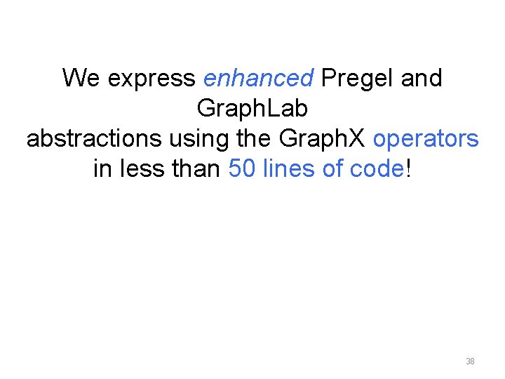 We express enhanced Pregel and Graph. Lab abstractions using the Graph. X operators in We express enhanced Pregel and Graph. Lab abstractions using the Graph. X operators in