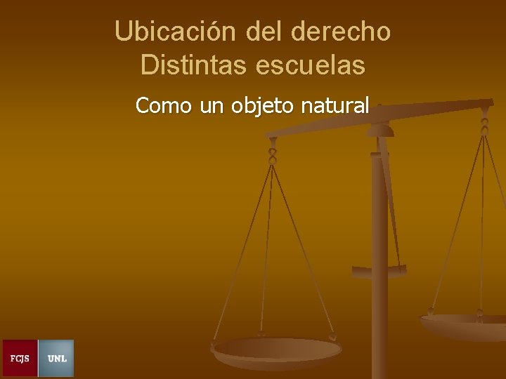 Ubicación del derecho Distintas escuelas Como un objeto natural 