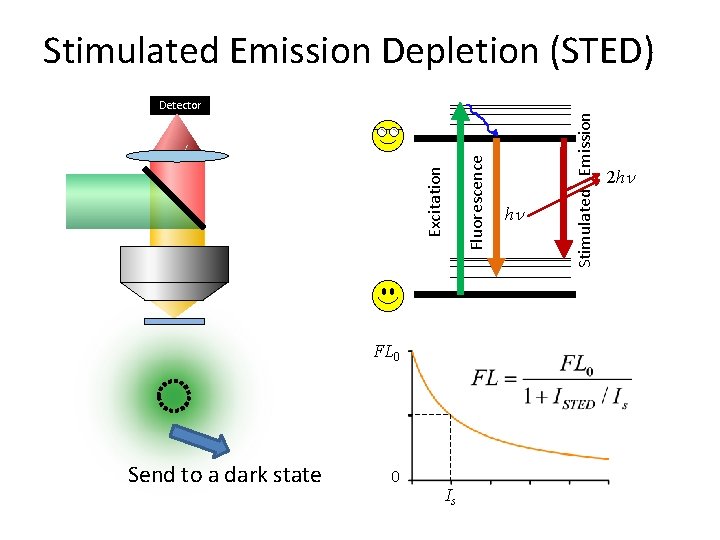 FL 0 Send to a dark state 0 Is Fluorescence Excitation Detector h Stimulated