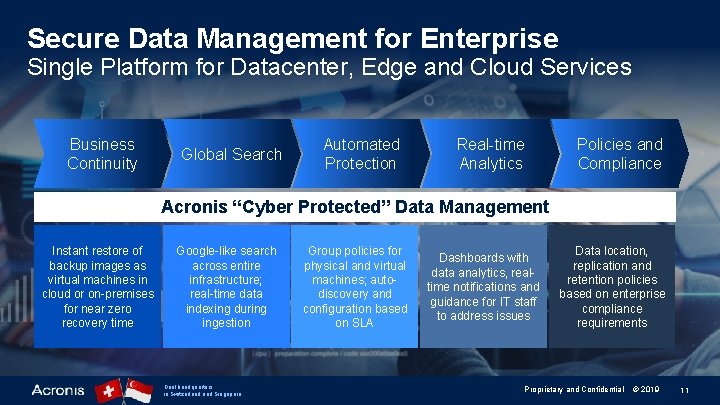 Secure Data Management for Enterprise Single Platform for Datacenter, Edge and Cloud Services Business