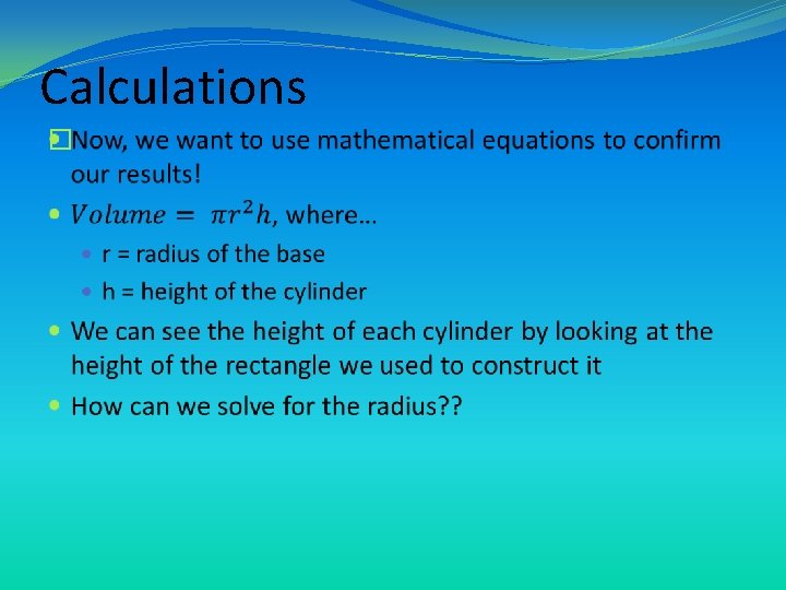 Calculations � 