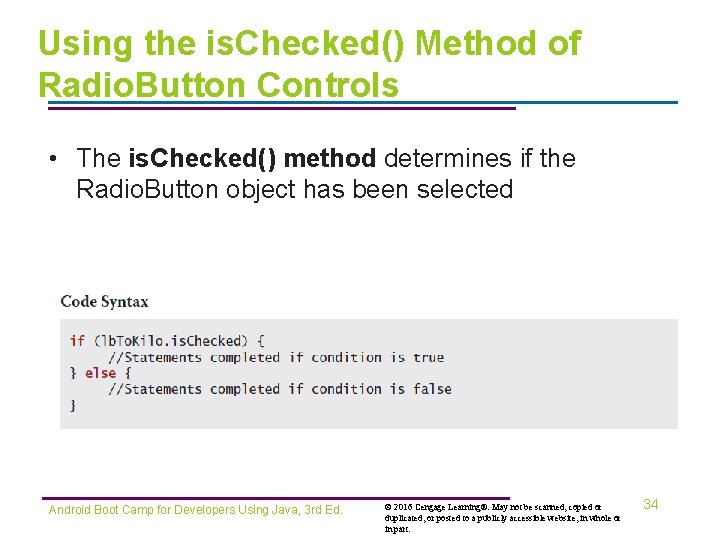 Using the is. Checked() Method of Radio. Button Controls • The is. Checked() method