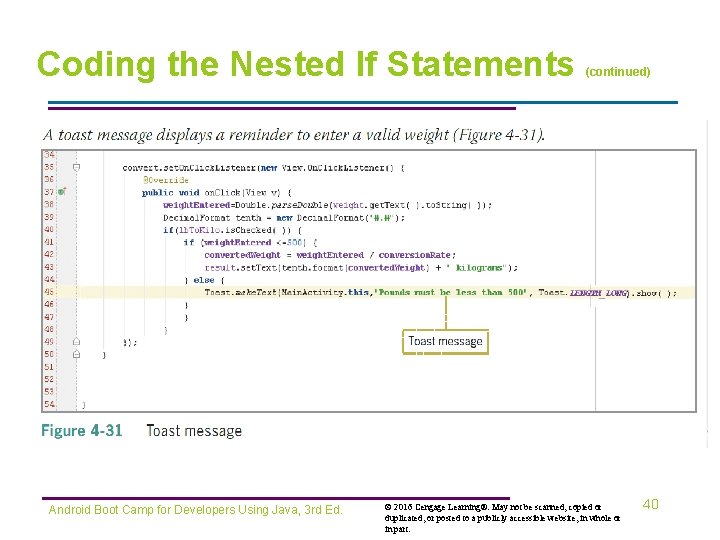 Coding the Nested If Statements Android Boot Camp for Developers Using Java, 3 rd