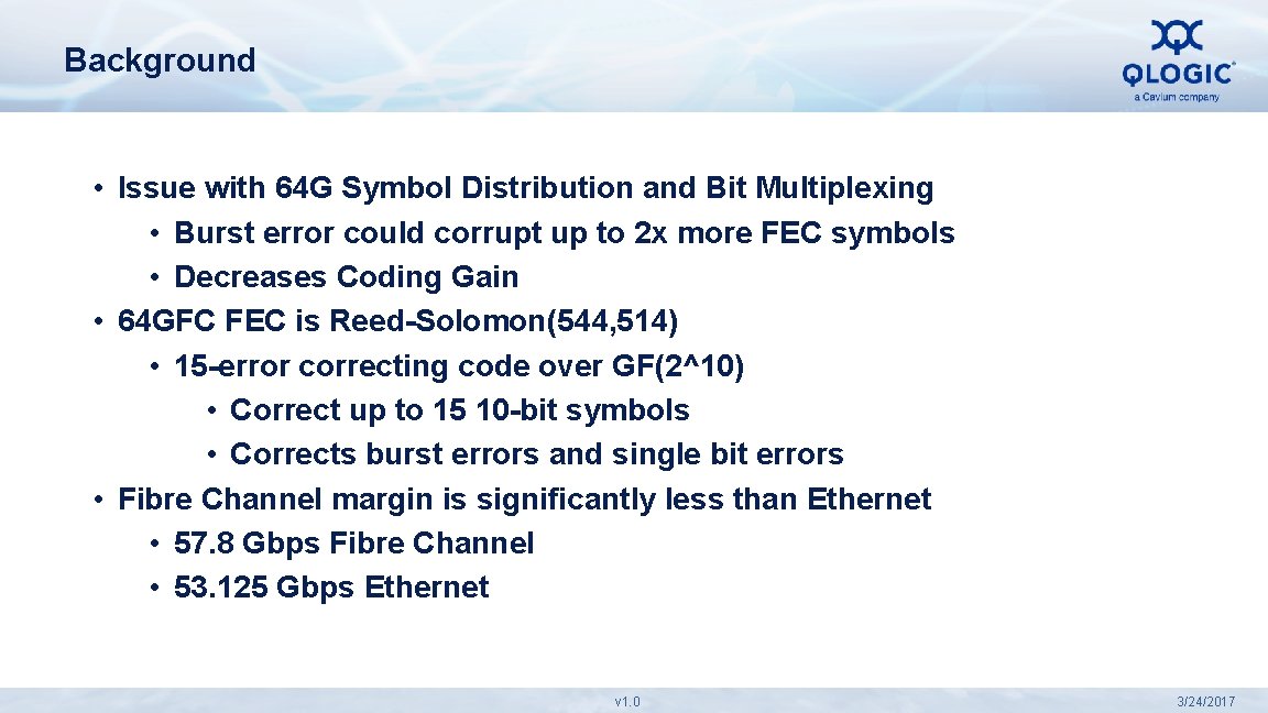 Background • Issue with 64 G Symbol Distribution and Bit Multiplexing • Burst error