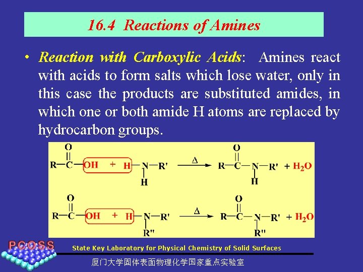 16. 4 Reactions of Amines • Reaction with Carboxylic Acids: Amines react with acids