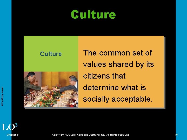 Culture © Pool/Getty Images Culture The common set of values shared by its citizens