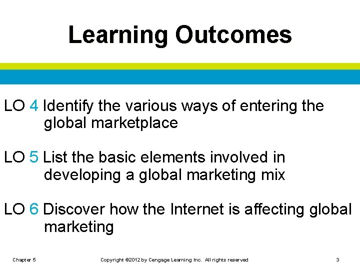 Learning Outcomes LO 4 Identify the various ways of entering the global marketplace LO