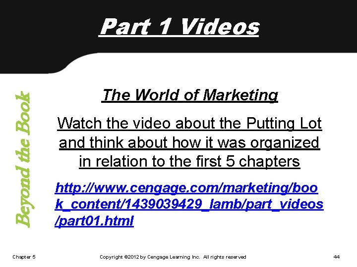 Beyond the Book Part 1 Videos Chapter 5 The World of Marketing Watch the