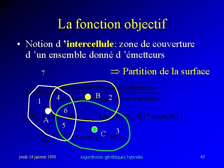La fonction objectif • Notion d ’intercellule: zone de couverture d ’un ensemble donné
