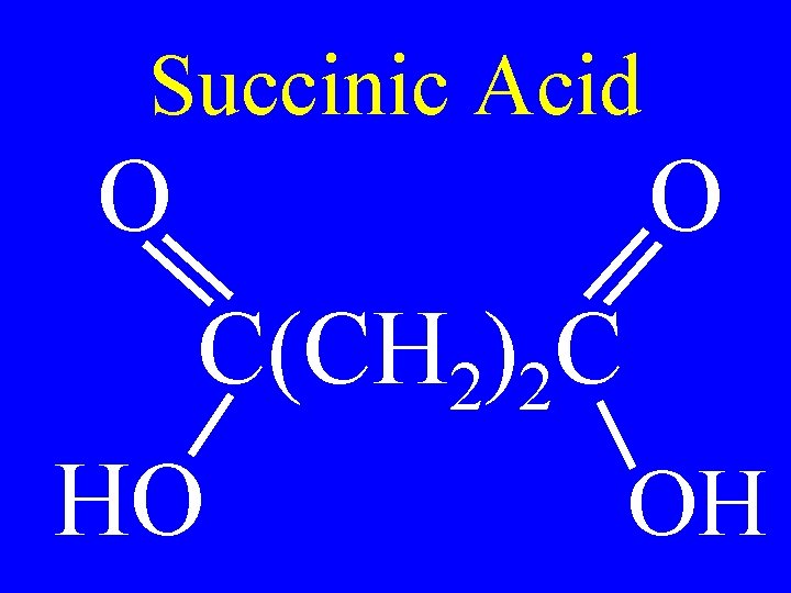 Succinic Acid O O C(CH 2)2 C HO OH 