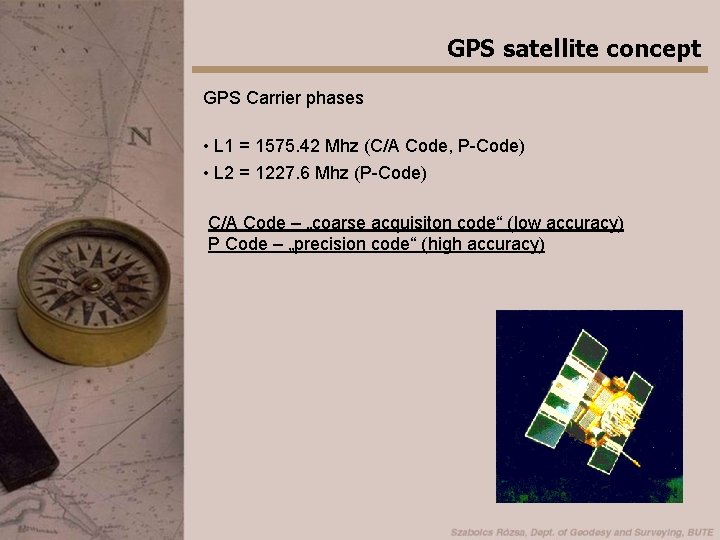 GPS satellite concept GPS Carrier phases • L 1 = 1575. 42 Mhz (C/A