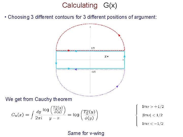 Calculating G(x) • Choosing 3 different contours for 3 different positions of argument: We