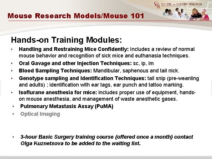 Mouse Research Models/Mouse 101 Hands-on Training Modules: • Handling and Restraining Mice Confidently: Includes