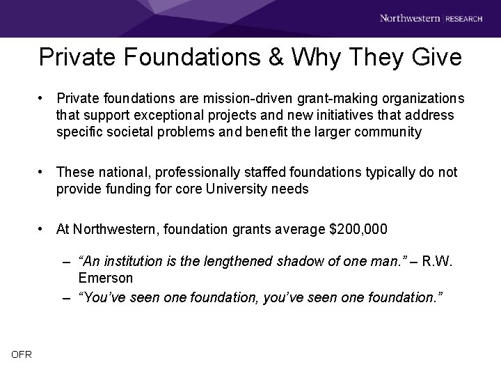 Working Together to Obtain Foundation Funding A NURAP