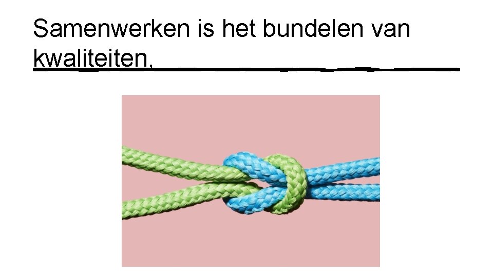 Samenwerken is het bundelen van kwaliteiten, 