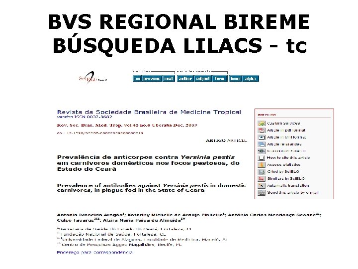 BVS REGIONAL BIREME BÚSQUEDA LILACS - tc 