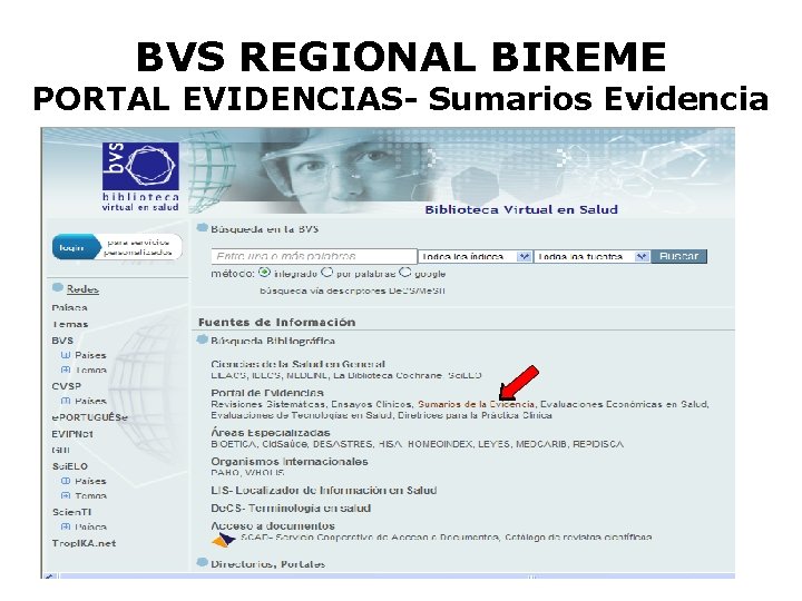 BVS REGIONAL BIREME PORTAL EVIDENCIAS- Sumarios Evidencia 