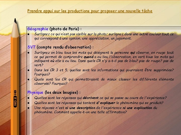 Prendre appui sur les productions pour proposer une nouvelle tâche Géographie (photo de Paris)