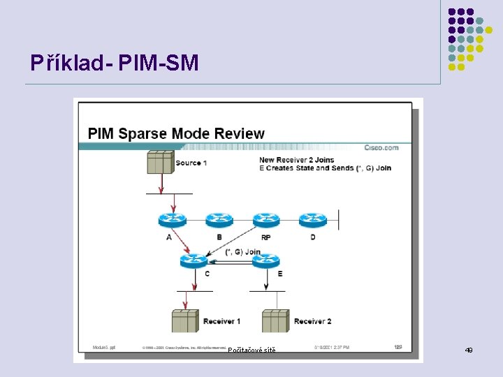 Příklad- PIM-SM Počítačové sítě 49 