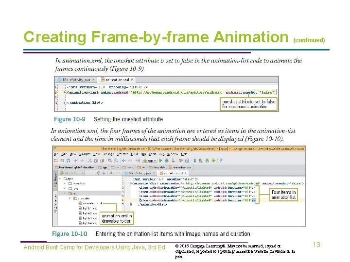 Creating Frame-by-frame Animation Android Boot Camp for Developers Using Java, 3 rd Ed. (continued)