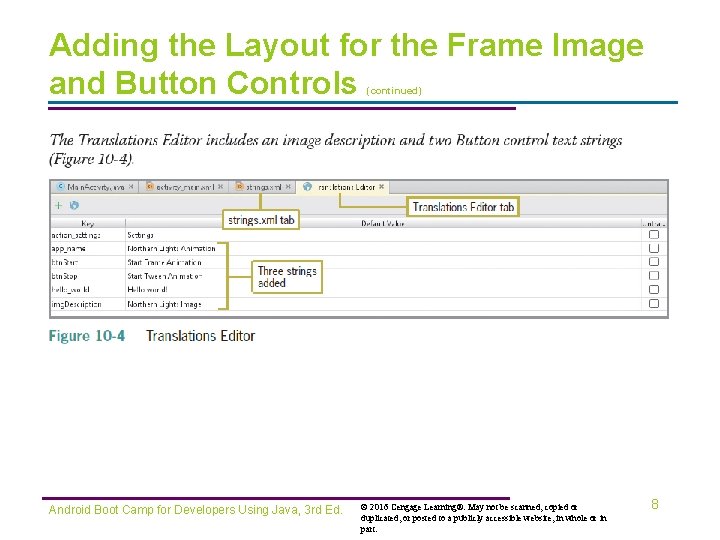 Adding the Layout for the Frame Image and Button Controls (continued) Android Boot Camp