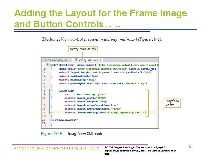 Adding the Layout for the Frame Image and Button Controls (continued) Android Boot Camp