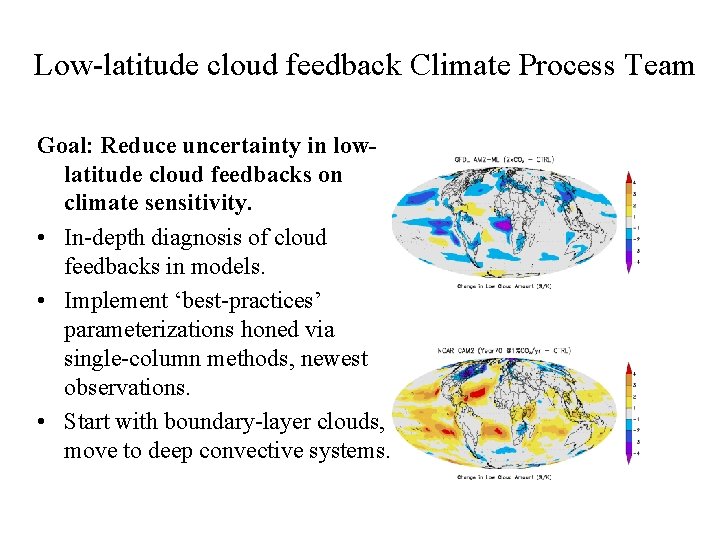 Low-latitude cloud feedback Climate Process Team Goal: Reduce uncertainty in lowlatitude cloud feedbacks on