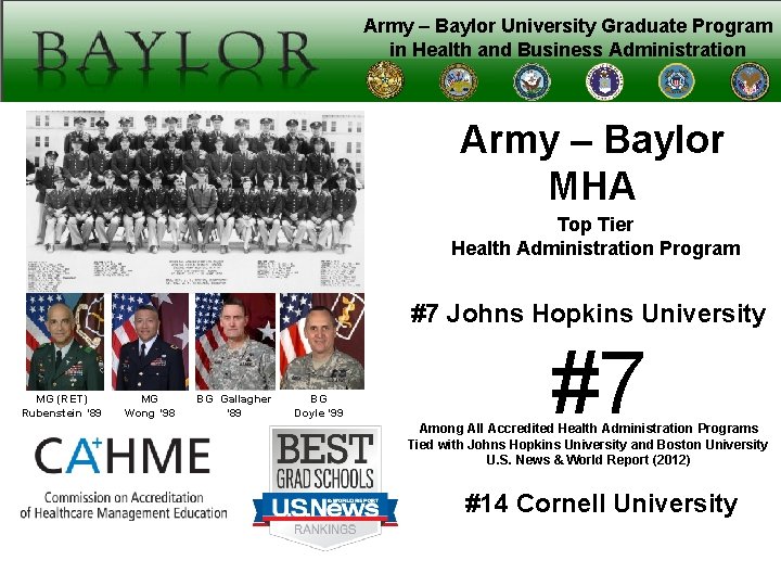 Army – Baylor University Graduate Program in Health and Business Administration Army – Baylor