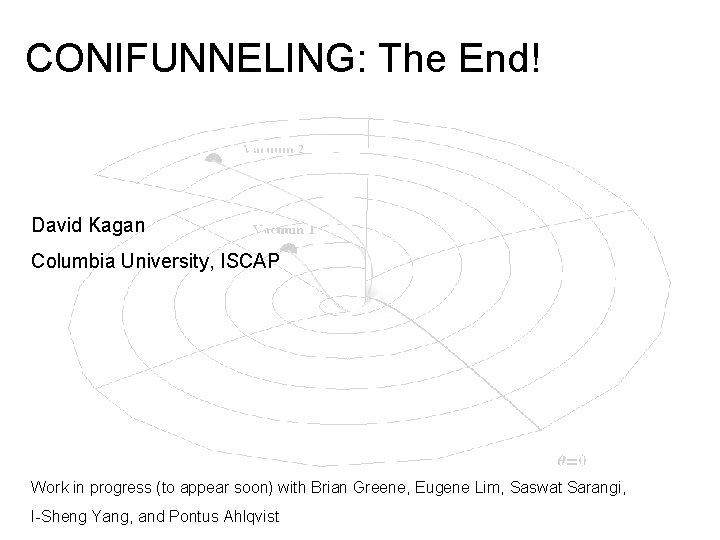 CONIFUNNELING: The End! David Kagan Columbia University, ISCAP Work in progress (to appear soon)