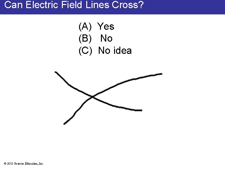 Can Electric Field Lines Cross? (A) Yes (B) No (C) No idea © 2013