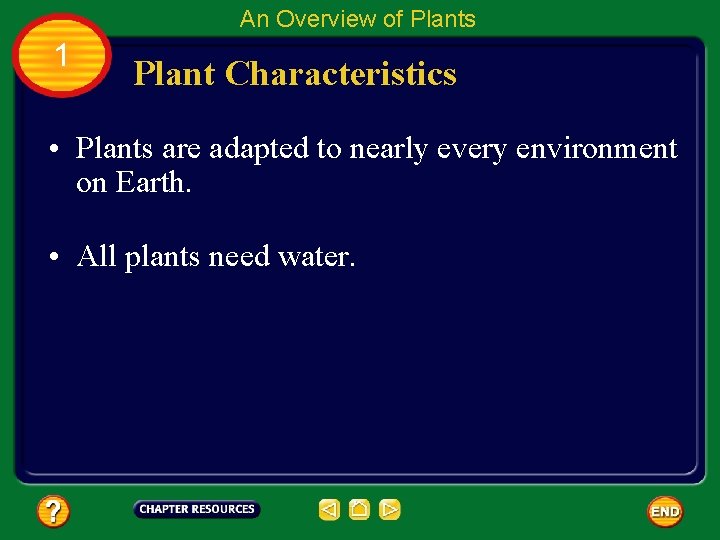 An Overview of Plants 1 Plant Characteristics • Plants are adapted to nearly every