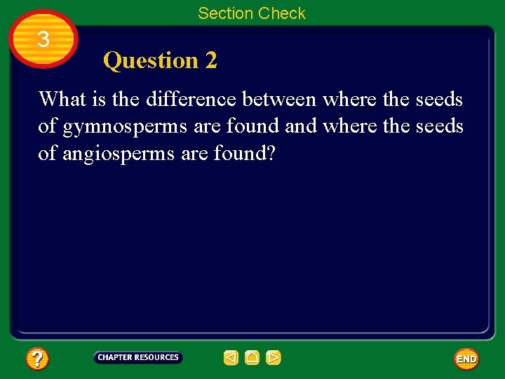 Section Check 3 Question 2 What is the difference between where the seeds of