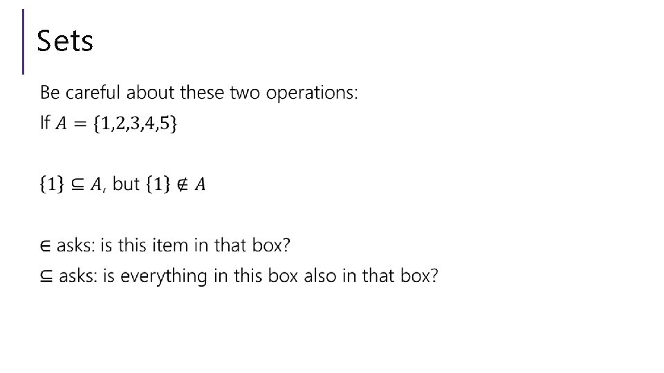 Sets Sets