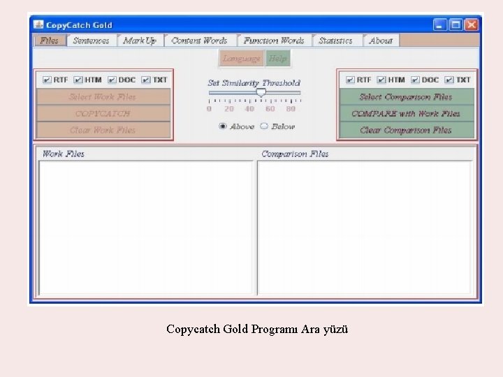 Copycatch Gold Programı Ara yüzü 