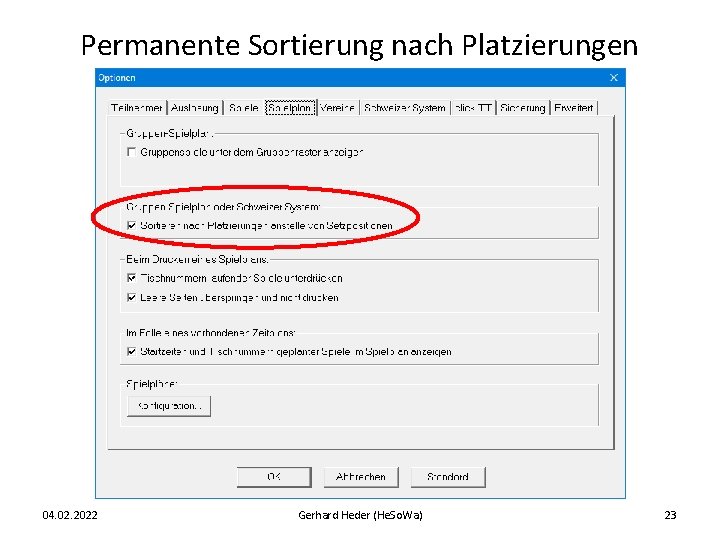 Permanente Sortierung nach Platzierungen 04. 02. 2022 Gerhard Heder (He. So. Wa) 23 