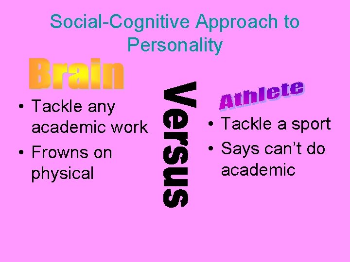 Social-Cognitive Approach to Personality • Tackle any academic work • Frowns on physical •