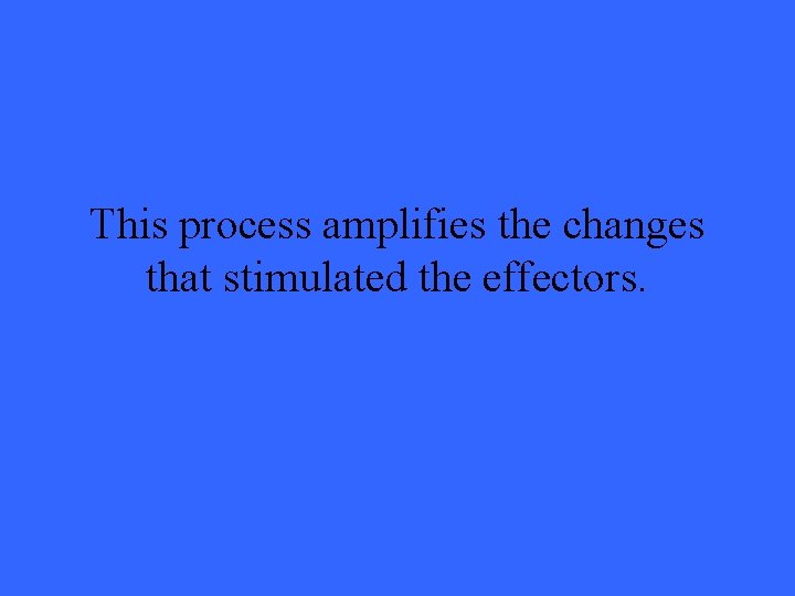 This process amplifies the changes that stimulated the effectors. 