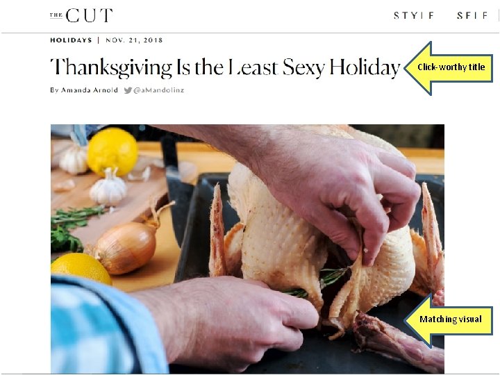 Click-worthy title Matching visual 