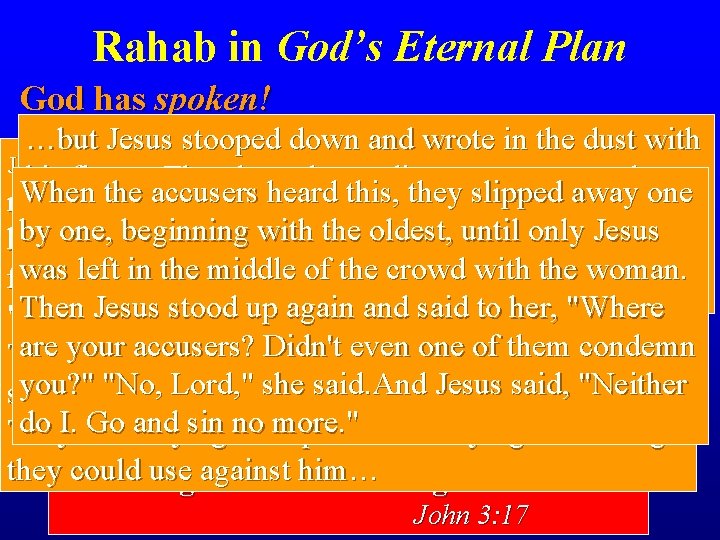 Rahab in God’s Eternal Plan God has spoken! …but Jesus. Matthew stooped down and“Genealogies”