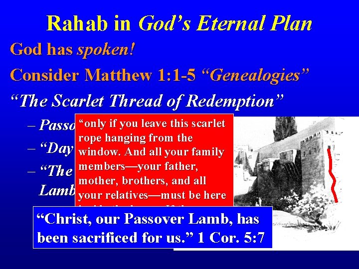 Rahab in God’s Eternal Plan God has spoken! Consider Matthew 1: 1 -5 “Genealogies”