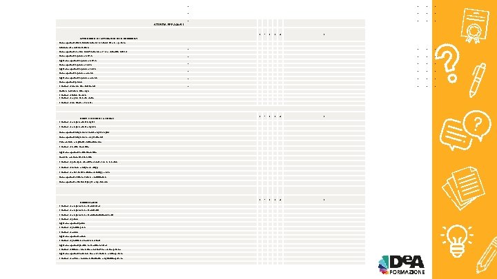 ATTIVITA’ PERSONALI 0 1 2 3 4 F APPRENDIMENTO E APPLICAZIONE DELLE CONOSCENZE Ha