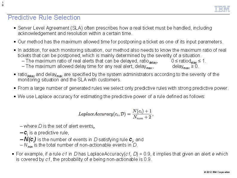 1 0 Predictive Rule Selection Server Level Agreement (SLA) often prescribes how a real 1 0 Predictive Rule Selection Server Level Agreement (SLA) often prescribes how a real